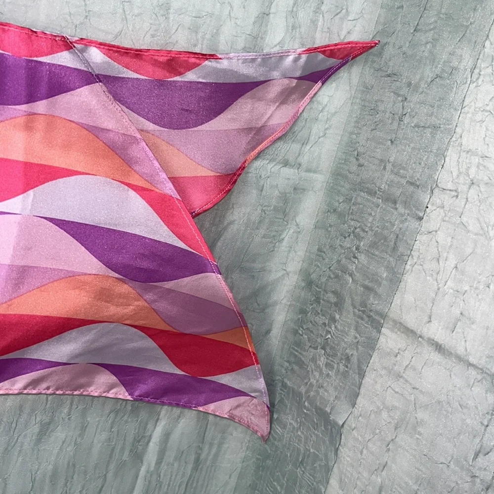 Vintage Pinks and Purples Wavy Asymmetrical Neck Tie Scarf